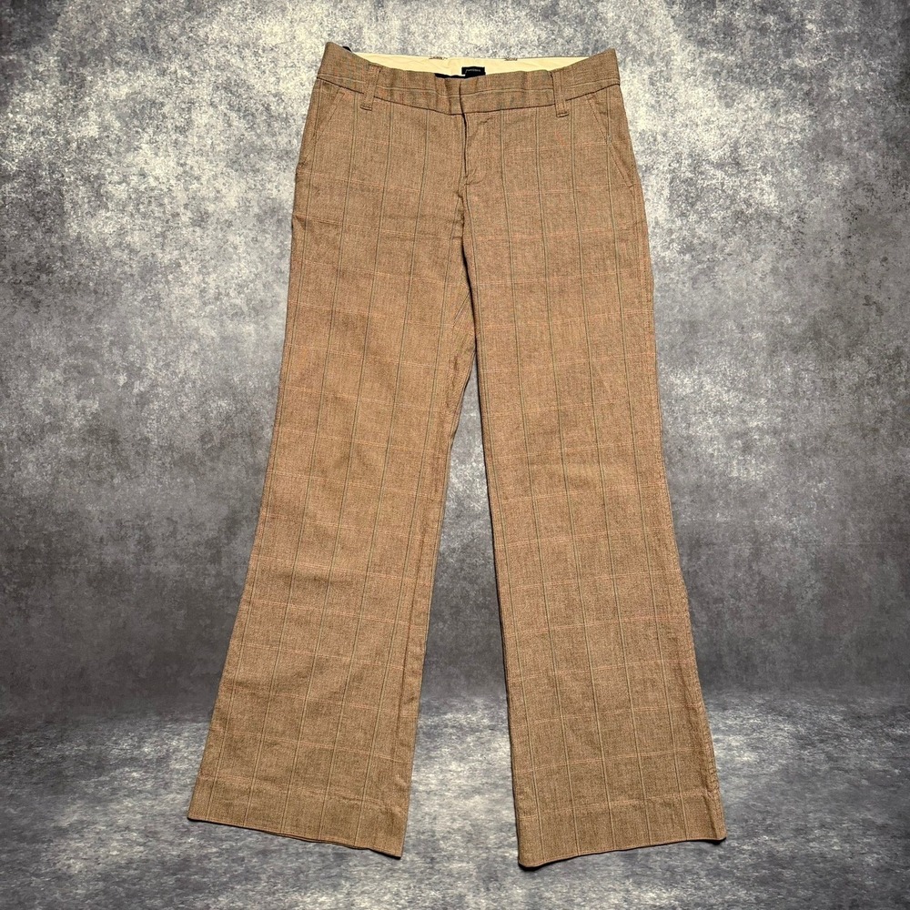 Y2K Low Rise GAP Women Brown Plaid Wide Leg Dress Pants Size 1 Regular